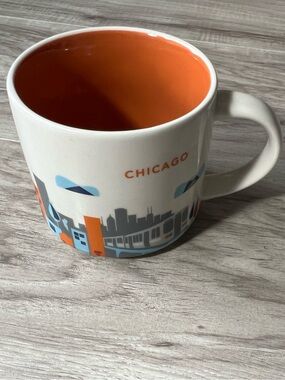 Starbucks Chicago Skyline Mug with Bright Orange Interior